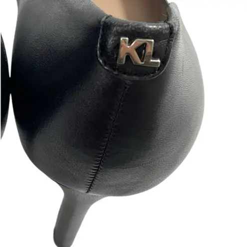 Karl Lagerfeld NWT Paris Glora Point Toe Black Leather Pumps Sz 9.5 US 40.5 EU