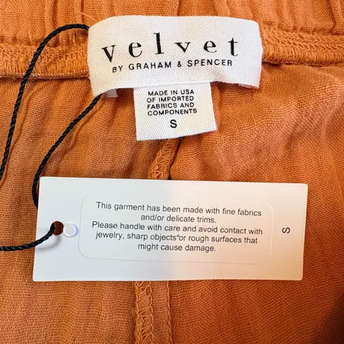 NWT Velvet By Graham & Spencer Women Pull On Orange S Gauze Pants Wide Leg