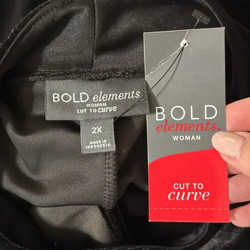 Bold Elements Black Cut Out Mandarin Collar Long Sleeve Velvet Blouse Black 2X