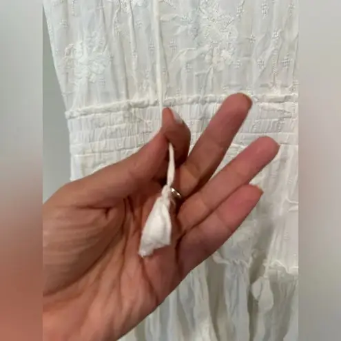 Dear John MELODIE TIERED RUFFLE DRESS PEARLED IVORY FLORAL EMBROIDEY XS 1307