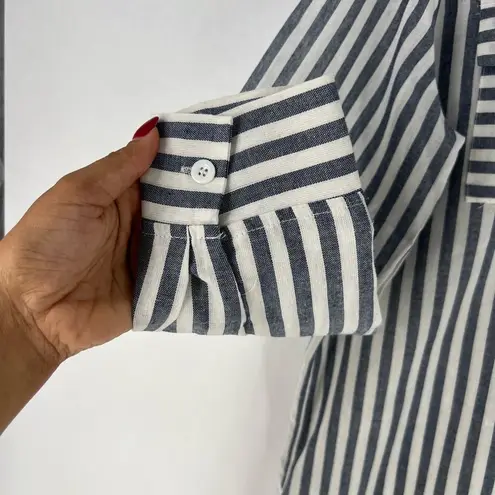 Coco + Carmen Lightweight Cotton Blend Oversized Striped Button Front Tunic Top