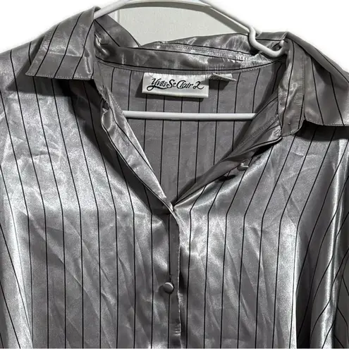 Yves St. Clair Silver 3/4 Sleeve Button Down Shirt Size 20W