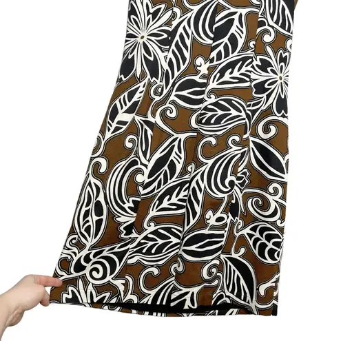 WD•NY NWT WD.NY Brown Black Leaf Scroll Print Embellished Neckline Sheath Dress