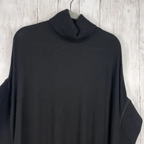 Karen Millen Poncho Size XS/S Black Wool Blend Turtle Neck Jeweled Quiet Luxury