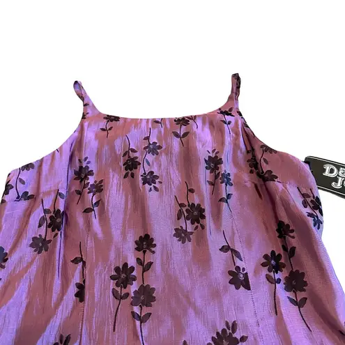 Dawn Joy Retro Y2K 2000s Sheath Mini Dress Floral Print Party Size Medium NWT Purple
