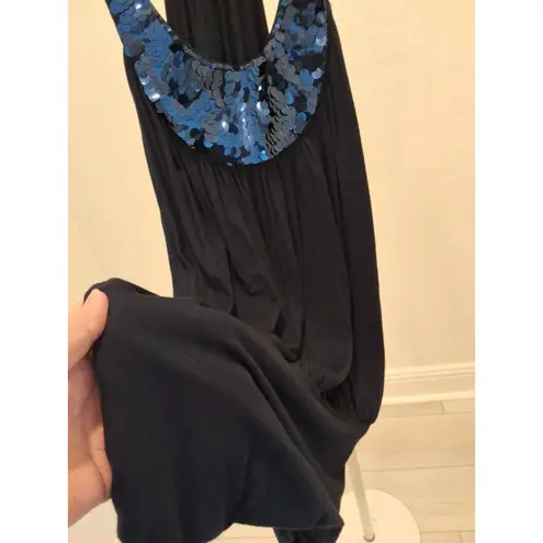 Twentyone Royal Blue With Sequins Sleeveless Halter Size S Womens Tank