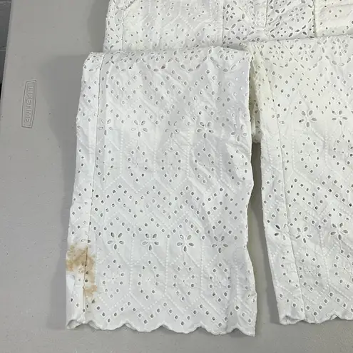 Veronica Beard RTR sz6 white floral riggs cutout scalloped pants floral eyelet