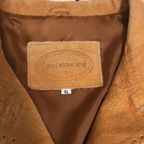 Carroll original wear leather tassel fringe western rodeo jacket coat Y2K M fall Tan Size M