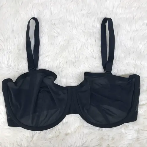 New CUUP The Balconettte Mesh Bra Size 34H Black Underwire Sheer Balconet