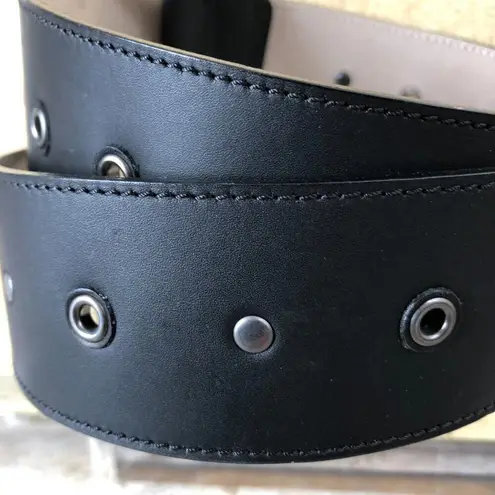 Donald Pliner Belt Expresso Leather Metal Studs 2" Wide Adjustable New NWT $190 Brown