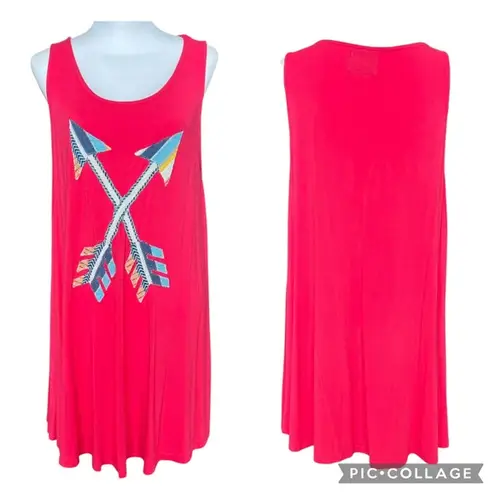 Judith March Dress Women’s Large Pink Trapeze Mini Length Double Arrows Swing