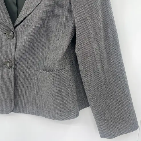 Lafayette 148 Virgin Wool Pin Check Womens Blazer Sz 16 Academia Preppy 2 Button Gray