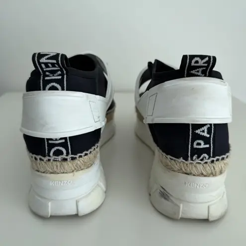 Kenzo Espadrille Sneakers Womens 8.5 EU 39 Black White Platform Rope Slip On