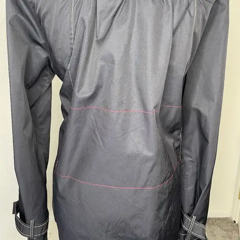 Kristen Blake Black Mock Neck Accent Buttons Zip Pockets Button Sleeves Preppy M Size M