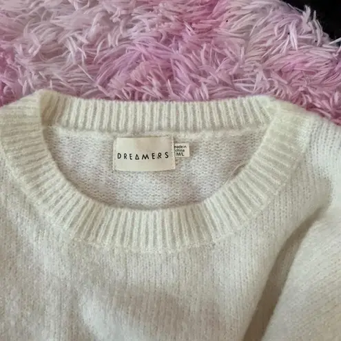 Dreamers Color Block Knit Sweater Cream Beige Grey Pullover M/L