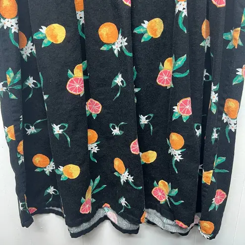 Dip Dress Womens XL Novelty Fruit Print Linen Tropical Beachy Travel Vacation Black