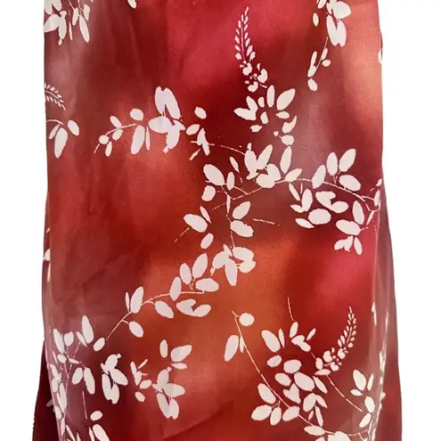 Natori NWT Silk floral brown flounce slip dress size Large