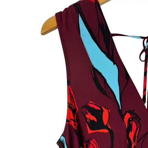 Anthropologie Corey Lynn Calter Floral Maxi Dress Size Small Maroon Sleeveless Red