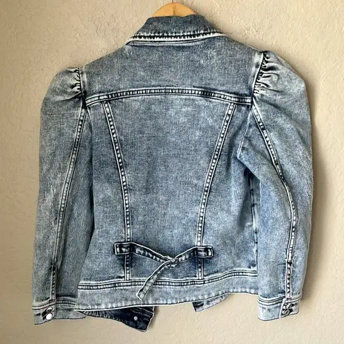 Retrofete puffed shoulder cropped ada jean jacket Siena White