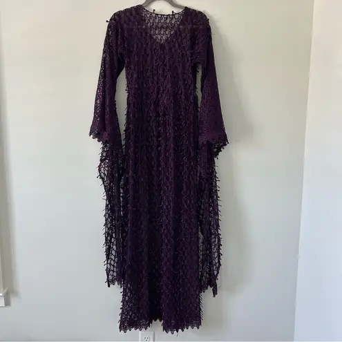 Eggplant Purple V Neck Medieval Renaissance Whimsical Dress Gown M Size M