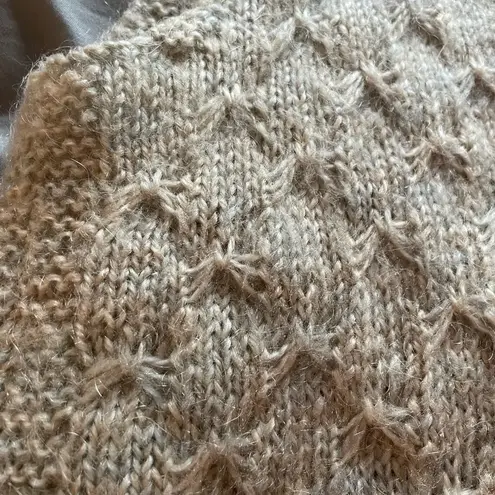 Vintage 90s wool blend hand knit large weave knit sweater vest, GUC, S Tan