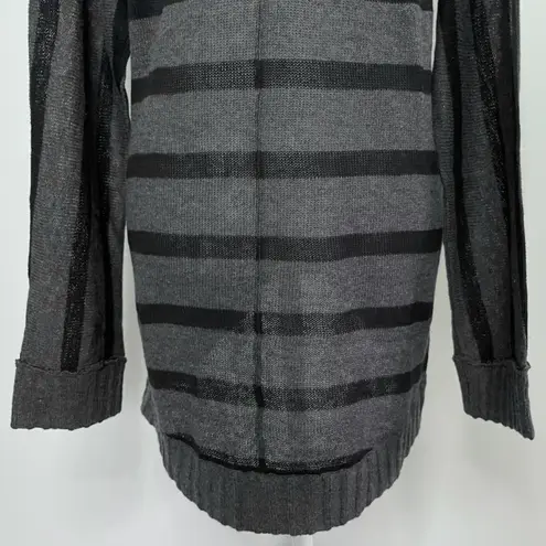 LA Made New  Striped Cardigan Sweater Cotton Rounded Hem Hook Closure