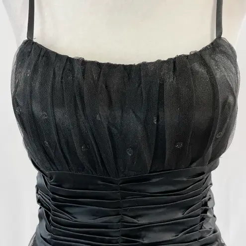 Lucy Paris New Glitter Polka Dot Tulle Satin Ruched Waist Dress Black