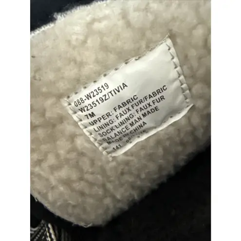 White Mountain Winter Boots Womens 7 M Tivia Black Fabric Lace Up Mid-Calf Lined