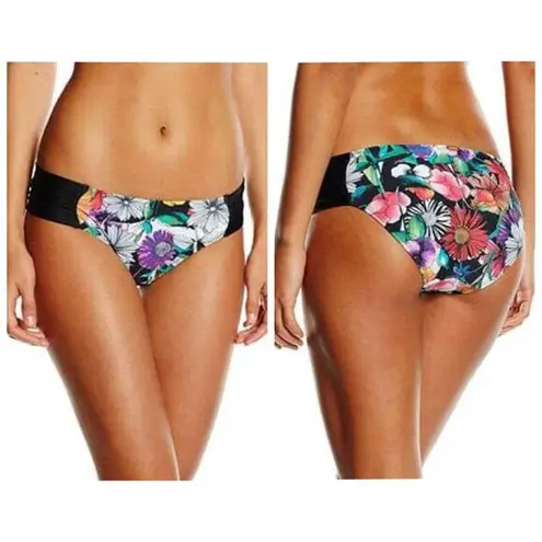 Panache  Annalise Floral Multicolor Gathered Swim Bikini Bottoms Size Medium