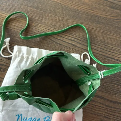 Nuage Bleu Maui Leather Bucket Cinch Crossbody Bag Lizard Green NWT Tan