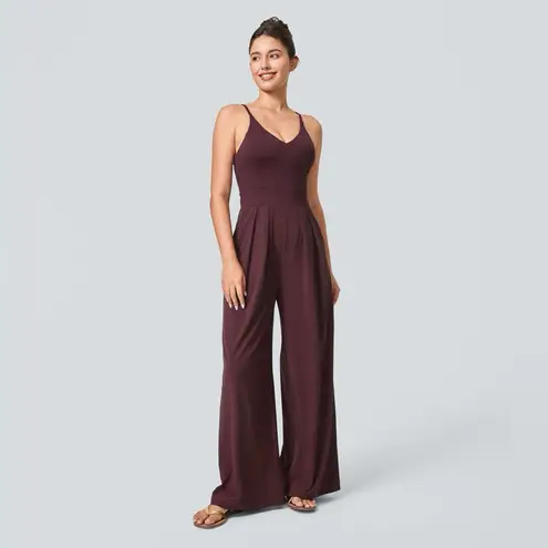 Halara New! Breezeful Backless Side Invisible Zipper Wide Leg Jumpsuit Size SP
