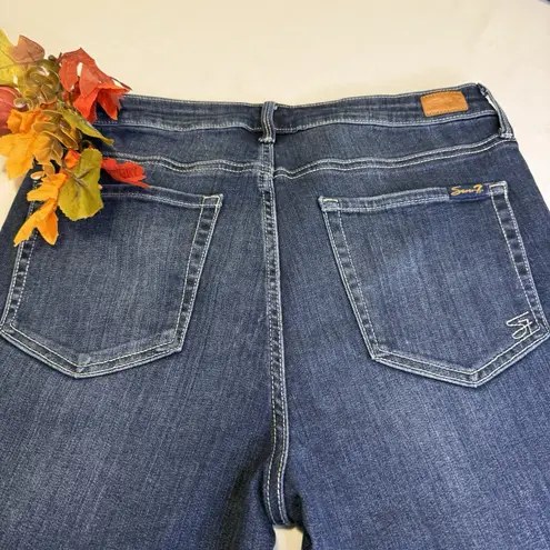Seven7 Dark Wash Straight Leg Mid Rise Raw Hem Crop Denim Jeans Size 10 Women #