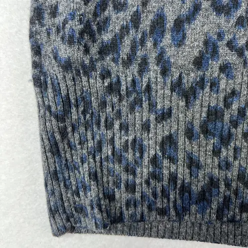 Pure Collection 100% Cashmere Leopard Print Cardigan Gray Black Sz 2 Minimalist