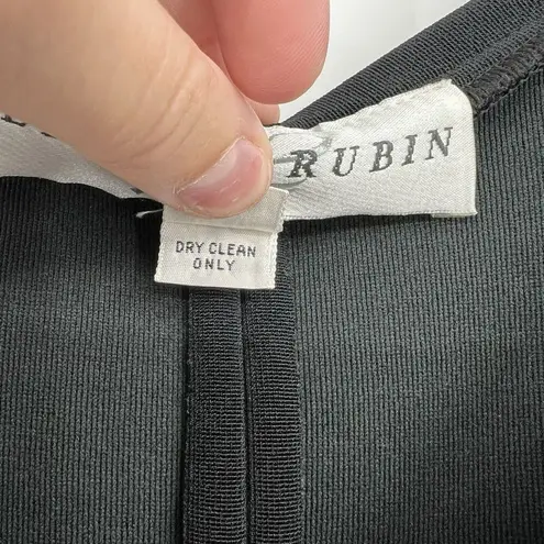 Vintage Lillie Rubin Black Midi Dress Side Leg Slit Lace Sleeves Size Medium