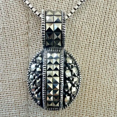 Judith Jack Sterling Marcasite Oval Pendant necklace