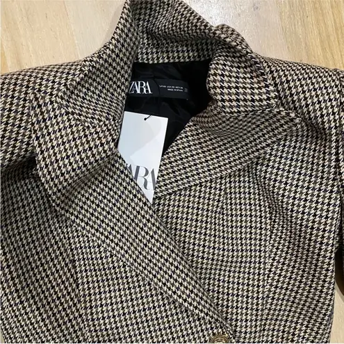 ZARA double breasted houndstooth blazer NEW