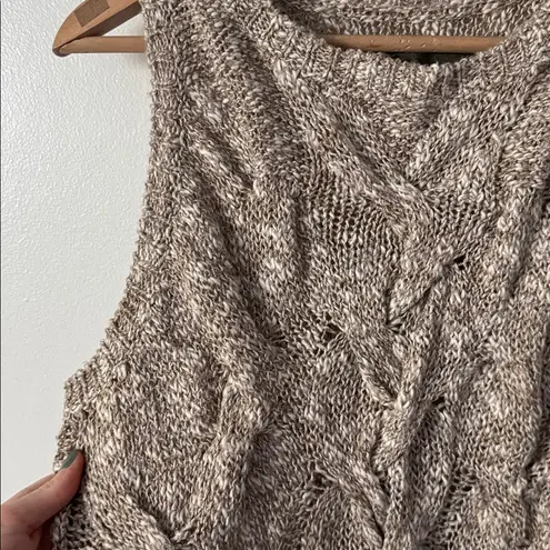 Enza Costa M Women’s Cable Knit Linen Blend Sweater Vest Tan Size M