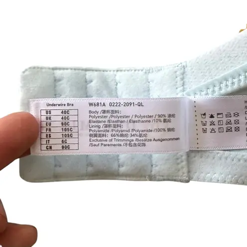 NWT Delimira Full Coverage Light Blue Bra 40C Underwire W681A Pastel Mesh Size undefined