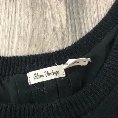 Neiman Marcus Glam Vintage  Sweater Top Long Sleeve Tee Layered Open Back Small