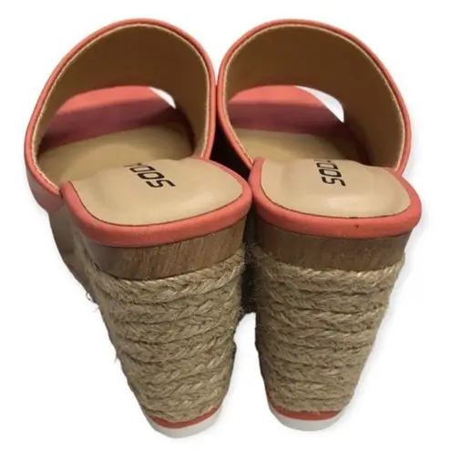 Soda Coral Faux Suede Espadrille Wedge Open Toe Sandals