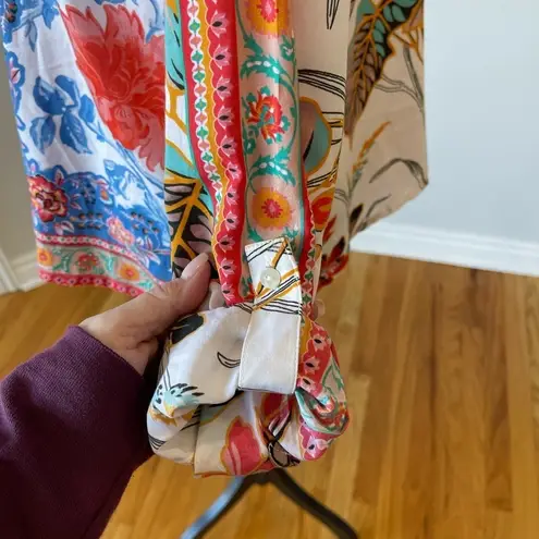 Soft Surroundings Floral Tabbed Sleeves Button Up Blouse Small office work wear