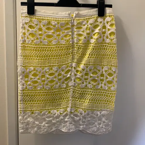 Bardot revolve lace skirt spring yellow pencil size 8