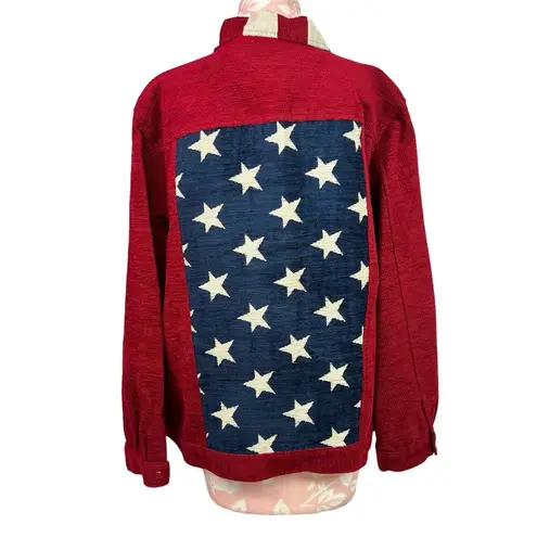 Coldwater Creek American Flag Jacket Size 1X Chenille Stars Stripes Shacket USA