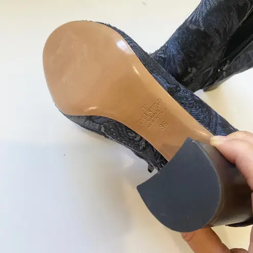 Valentino Garavani Valentino blue floral tapestry ankle boots