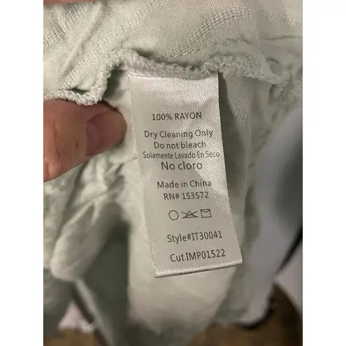 Bohme Women's Top Medium Collared Frayed Hem Green Peplum Bohemian Blouse