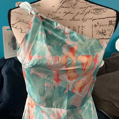 Here Comes the Sun NWT Portland One-Shoulder Maxi Dress Floral Mint, Small