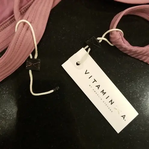 Vitamin A ππ Rose Rib Bikini Set Moss Top (12 D) + Carmen Bottom (10 Large) NWT