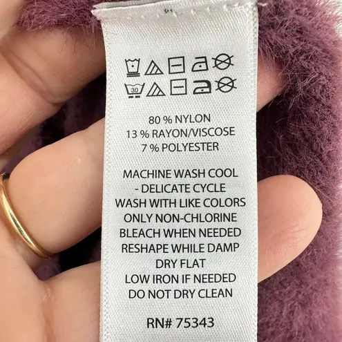 Bailey44 Bailey/44 Fuzzy Mock Neck Sweater Short Sleeve Plum Purple Extra Large XL Top