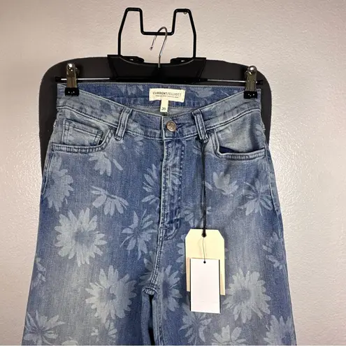 Current/Elliott  Blue Floral Wide Leg Jeans Size 26