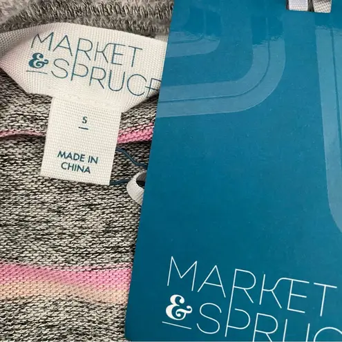 Market & Spruce Cowl Neck Drawstring Striped Long Sleeve Soft Top S Small New